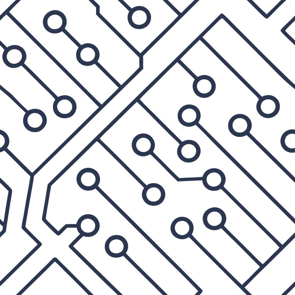 Create seamless tile patterns with futuristic technology inspired symbols including cloud computing AI and digital circuits with isolated white balance Clean Set 2 vector