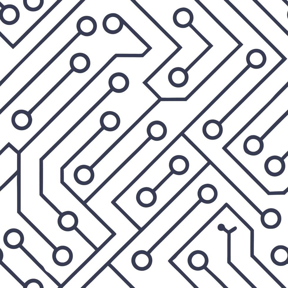Create seamless tile patterns with circuit board textures and digital interface grids on isolated white for cutting edge tech visual communication Clean Set 2 vector