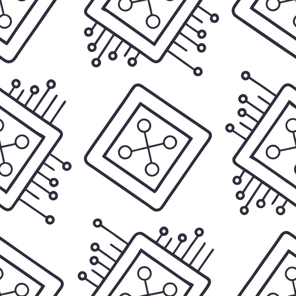 Create seamless tile patterns with layered circuit board textures and digital interface grids isolated white for crisp futuristic design Clean vector