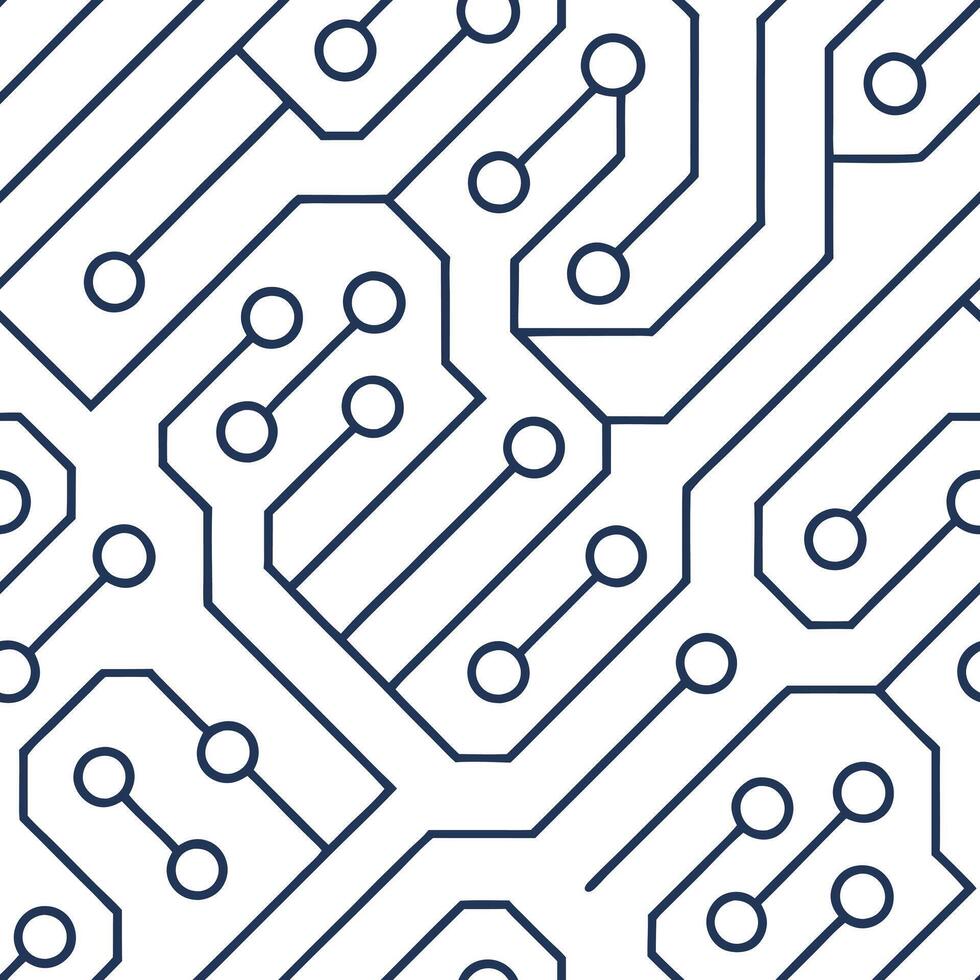 Create seamless tile patterns with techno lines forming network circuits and digital grids balanced by isolated white space for clarity Clean Set 2 vector