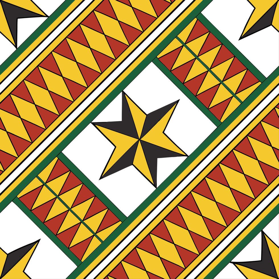 Design a seamless tile pattern inspired by African kente fabric incorporating vibrant colors and geometric shapes Clean Set 2 vector