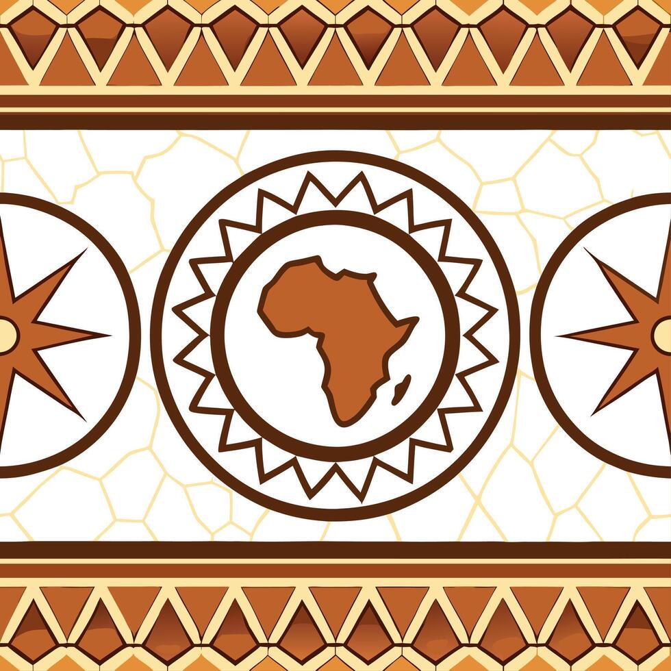 Design seamless pattern inspired by African cultural motifs incorporating earthy tones and geometric elements Clean vector