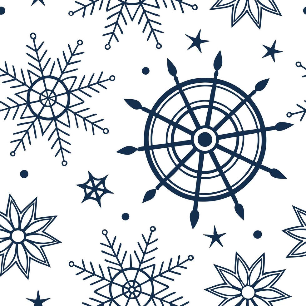 Design seamless tile pattern based on local symbols from the Inuit culture incorporating snowflakes and geometric elements Clean vector
