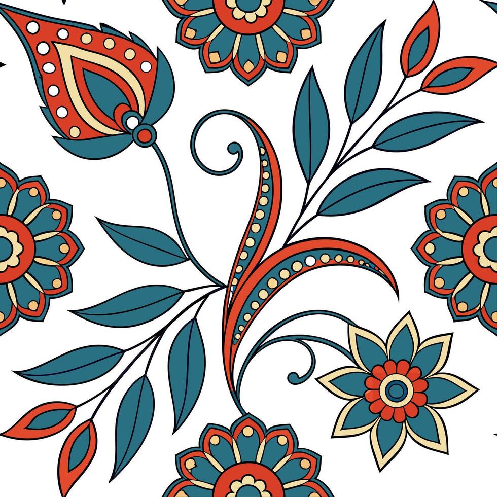 Design seamless tile patterns using traditional Turkish textiles incorporating floral and geometric elements with rich colors Clean Set 2 vector