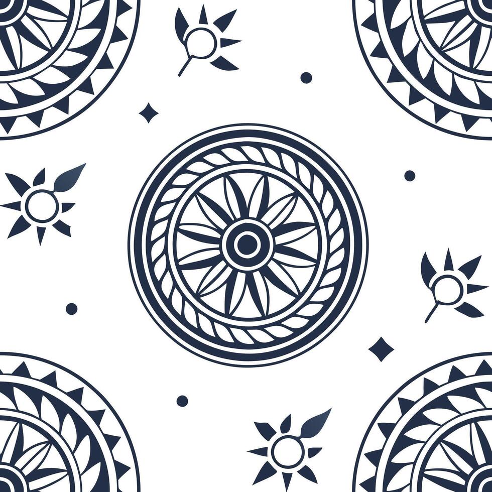 Design seamless tiles featuring ethnic repeats geometric patterns and cultural motifs all balanced by a white space backdrop Clean vector