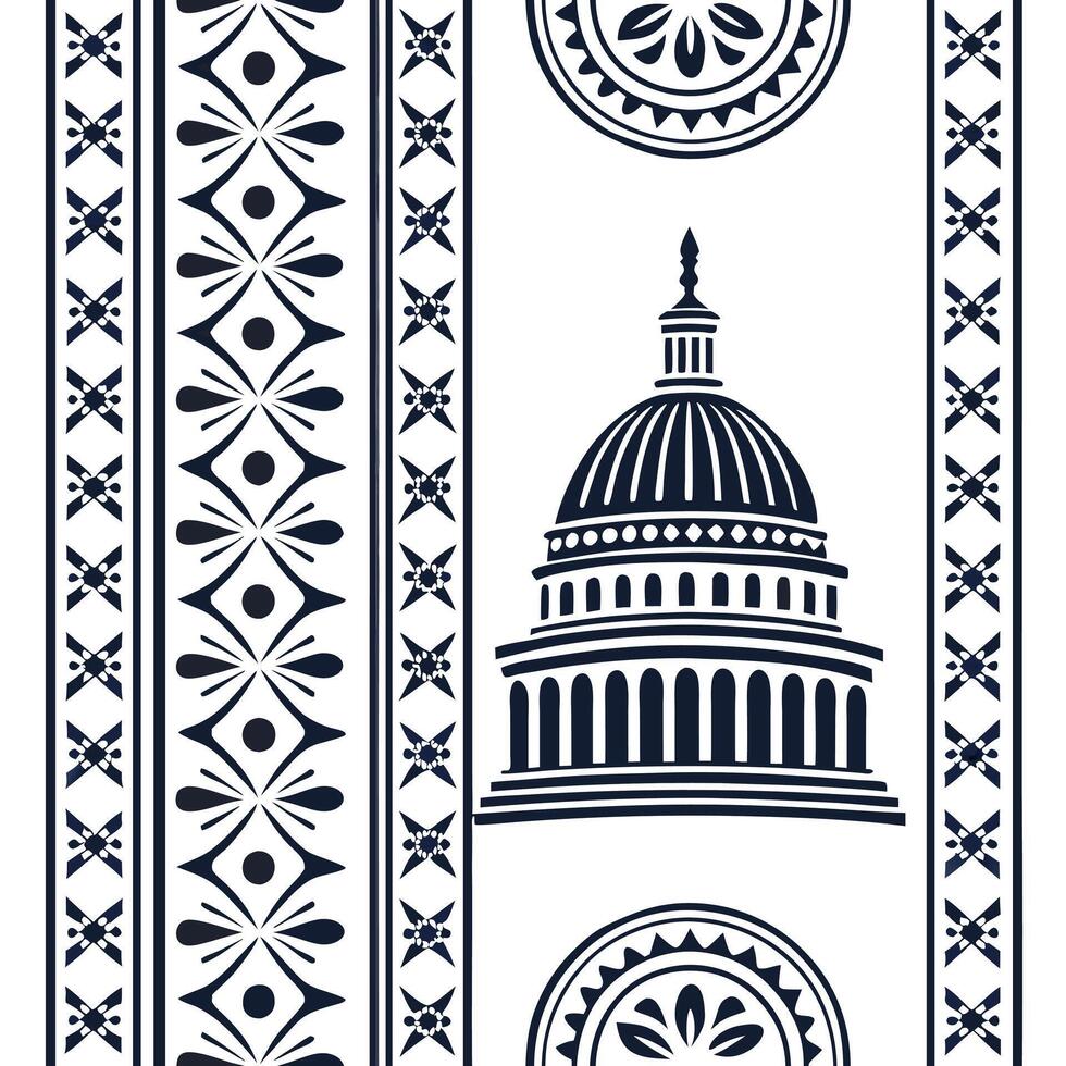 Develop modern seamless ethnic border patterns with a combination of traditional cultural motifs and clean white isolation for digital designs Clean vector
