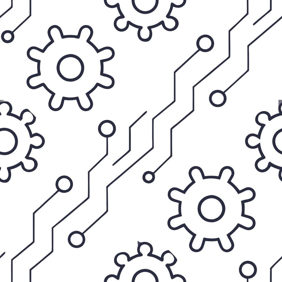 Develop minimalistic AI based pattern repeats using circuit like branches and crisp shapes on white ideal for sleek corporate marketing Clean vector