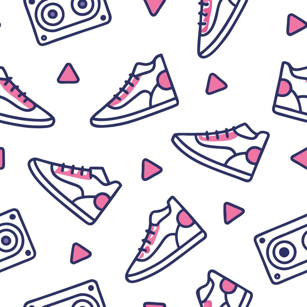 Devise neon themed tile patterns using bold outlines abstract shapes and isolated white space perfect for nightlife inspired branding and promotions Clean vector