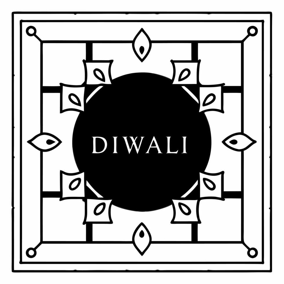 Diwali lanterns and Swastik motifs border frame with sacred wording offering holy copy space in the center Clean Set 2 vector