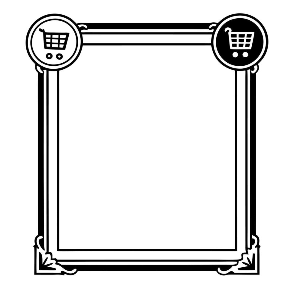 Elegant Border Frame with Shopping Cart and Invoice Icon Clean vector