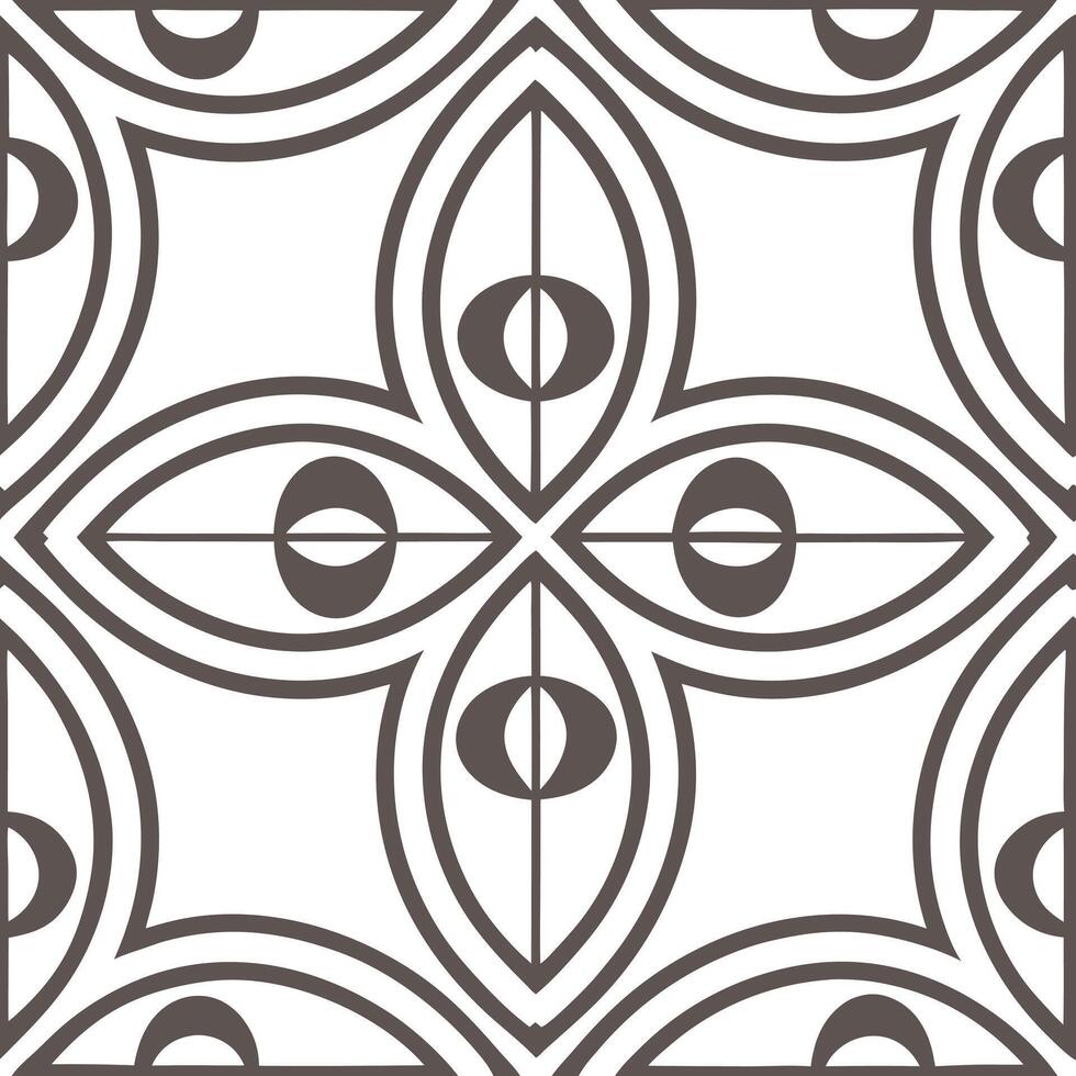 Fashion unique ethnic tiles with offset symmetrical patterns swirling shapes neutral tones crisp negative space usage Clean vector