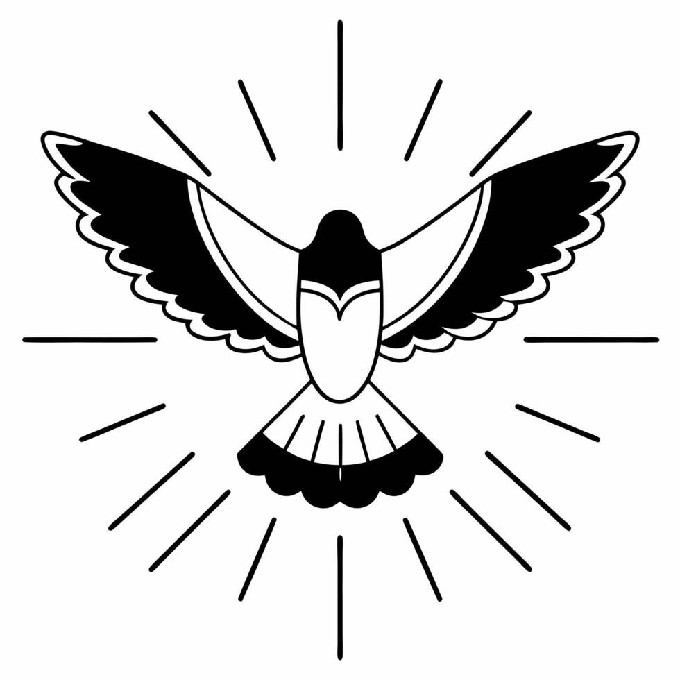 Flat Abstract digital glowing bird in flight symbolizing freedom and human rights Clean vector