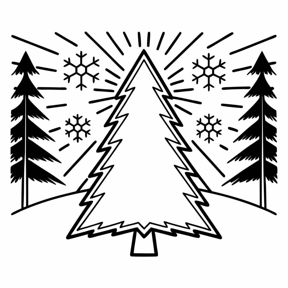Flat Abstract glowing figure cutting down a radiant Christmas tree Clean vector