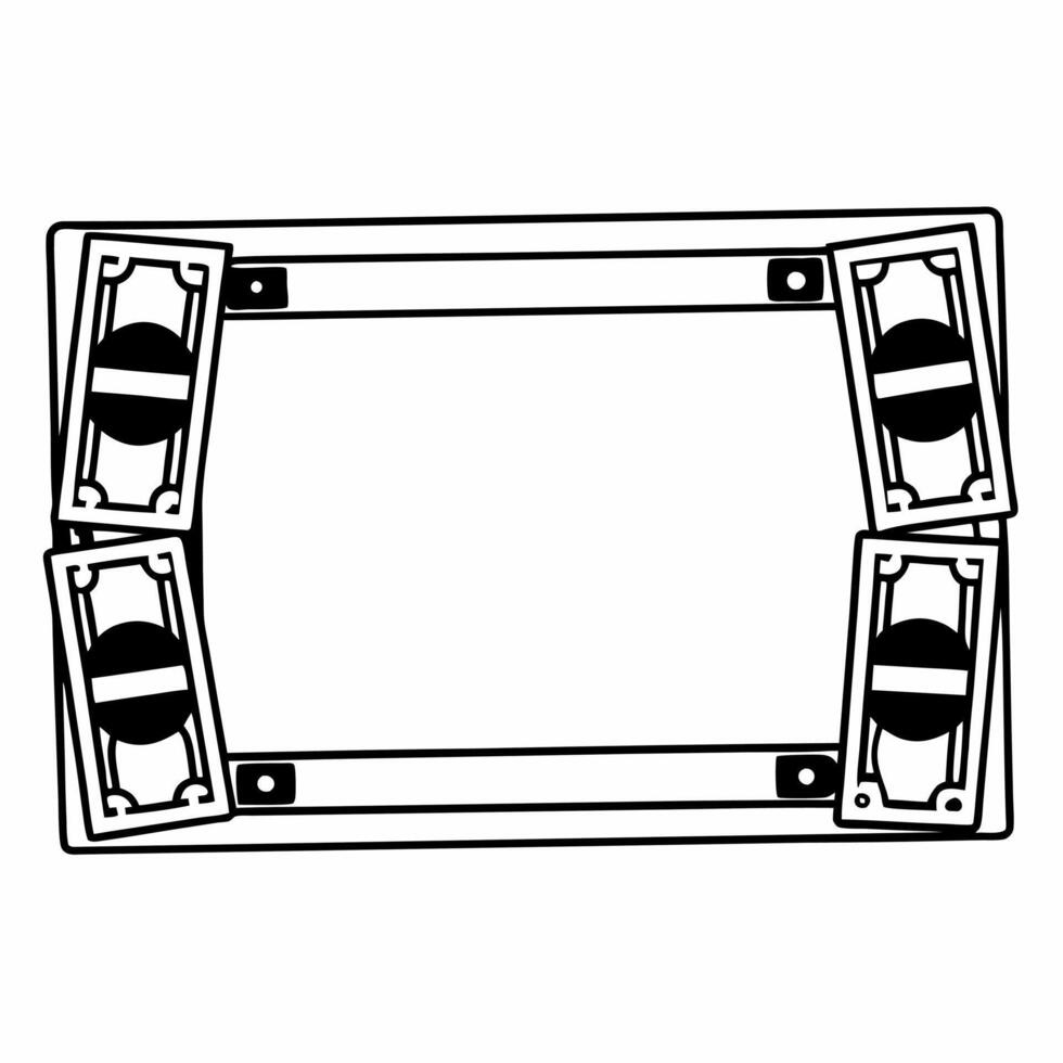 Flat Border Frame with Dollar Bills and Credit Cards Clean vector