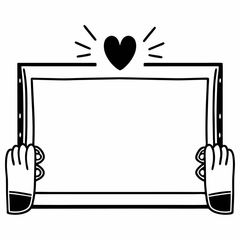 Flat Border frame with glowing heart and hand representing compassion and human dignity for Human Rights Day Clean vector