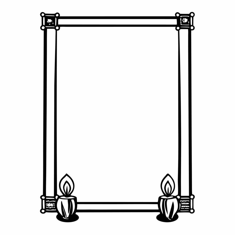 Flat Border frame with Hanukkah oil jug and candles copy space on top Clean vector