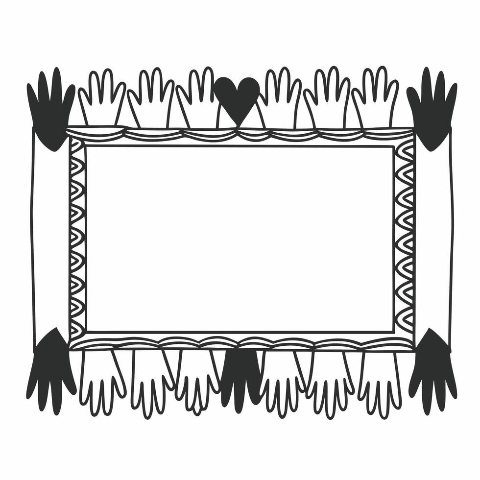 Flat Border frame with glowing raised fist and torch symbolizing activism and freedom for Human Rights Day Clean vector