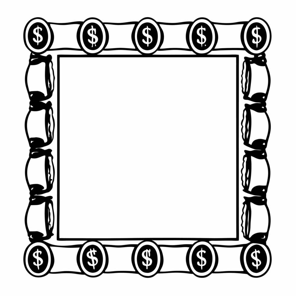Flat Border Frame with Piggy Banks and Gold Coins Clean Set 2 vector