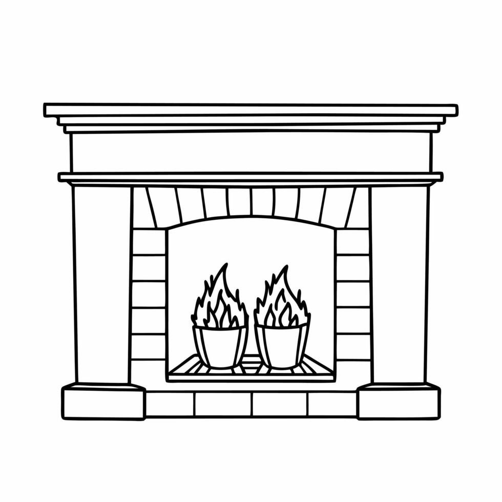Flat Candid couple sipping hot cocoa in front of a fireplace Clean vector