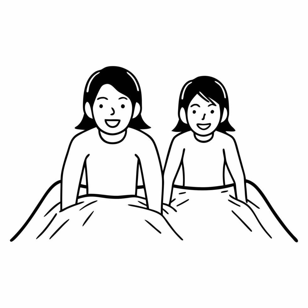 Flat Candid moment of a mother and child sledding down a snowy hill Clean vector