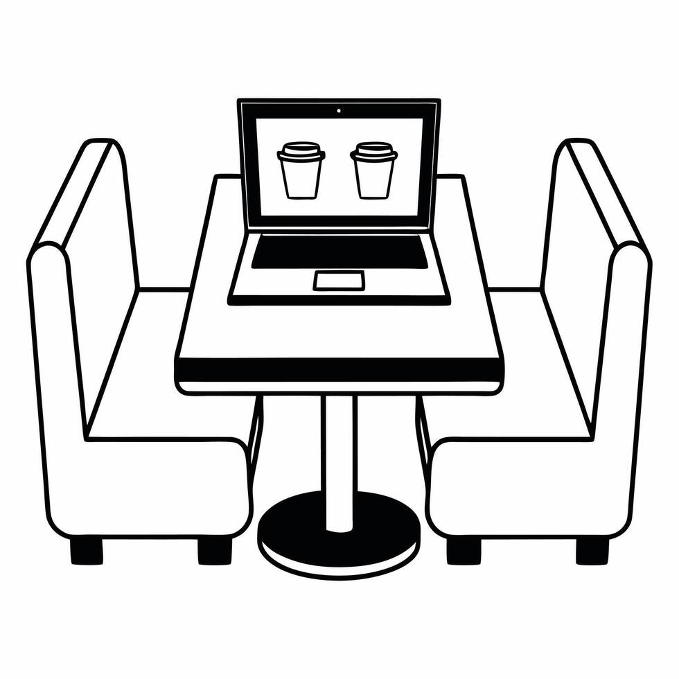 Flat Candid shopper browsing Cyber Monday electronics deals at a Cafe Clean vector