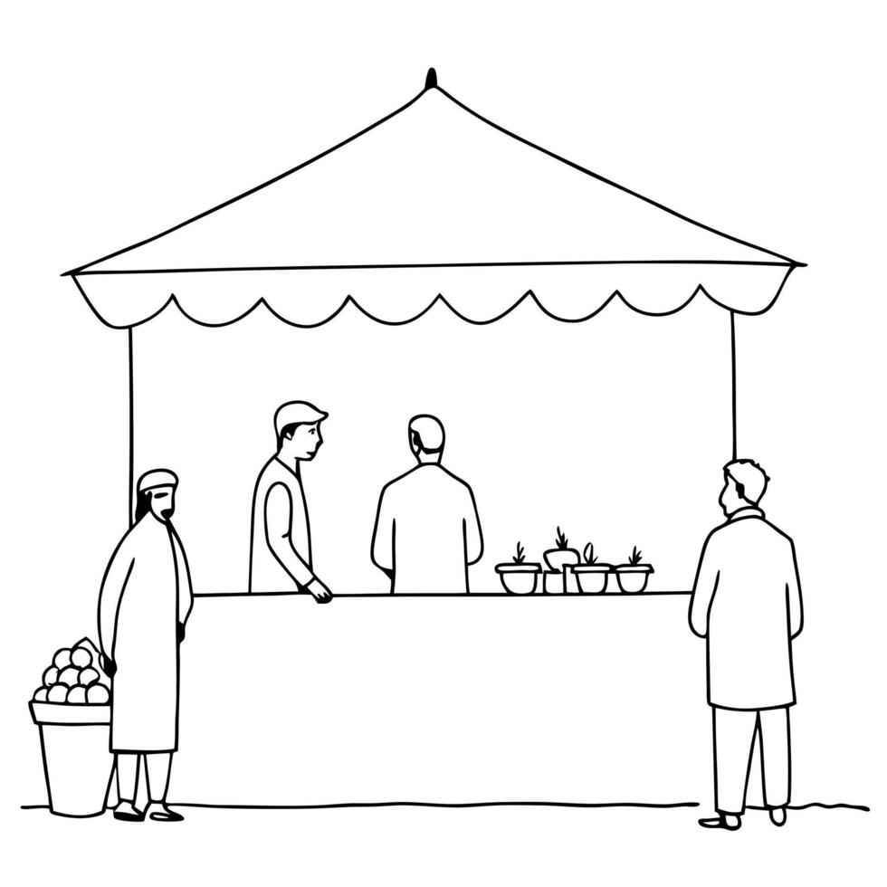 Flat Candid shot of a market scene bustling with Labh Pancham shoppers Clean vector