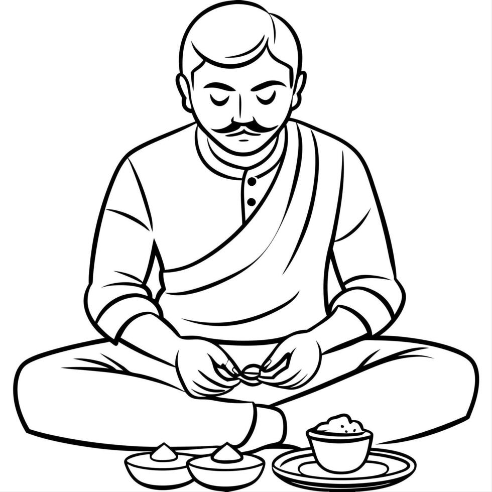 Flat Candid shot of artisans crafting traditional items for Labh Pancham Clean Set 2 vector