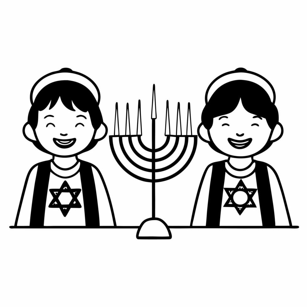 Flat Candid shot of children playing dreidel in the living room Clean vector