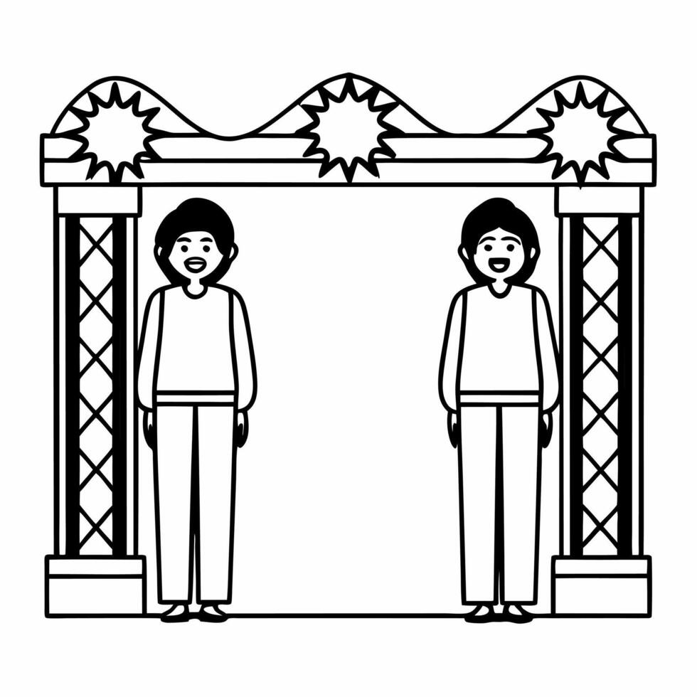Flat Candid shot of friends decorating a Diwali entrance with glowing torans sharing laughter and festive cheer Clean vector