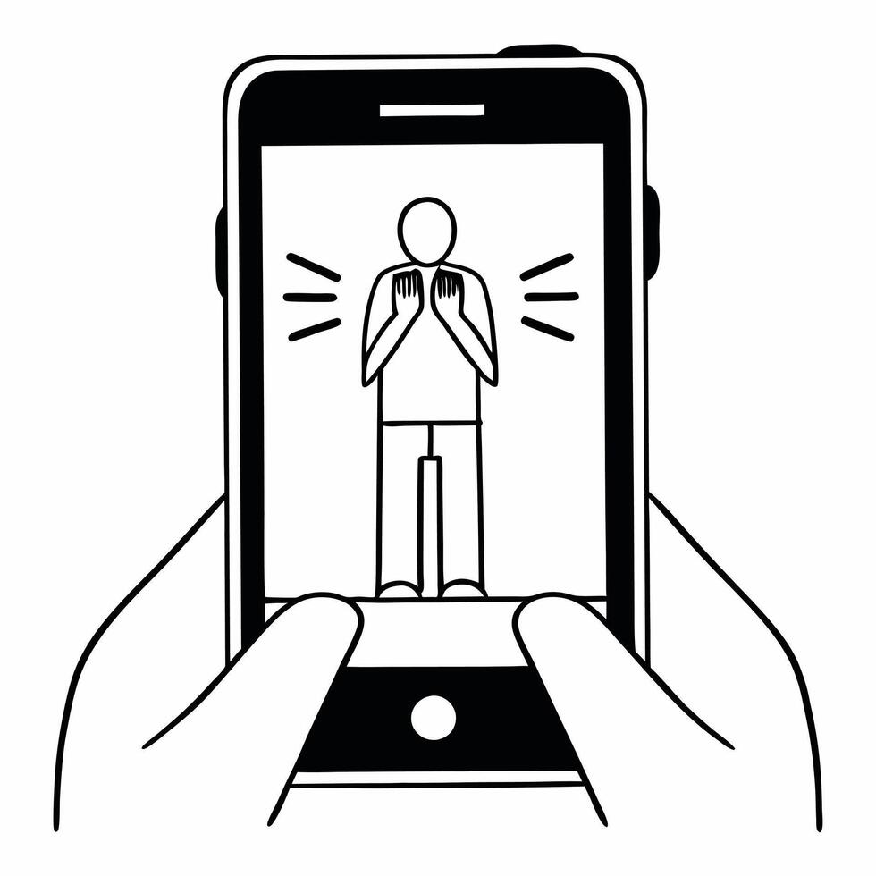 Flat Candid shot of individual receiving Cyber Monday notifications on phone Clean vector