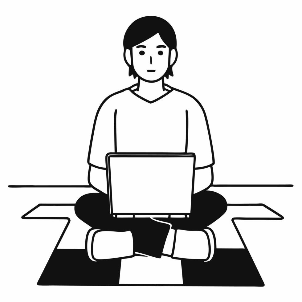 Flat Candid student buying Cyber Monday tech deals from campus Clean vector