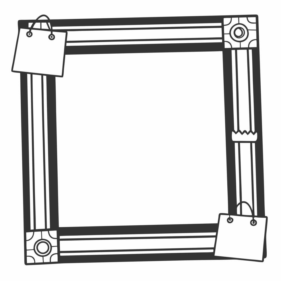 Flat Clean Border Frame with Shopping Tag and Invoice Icon Clean vector