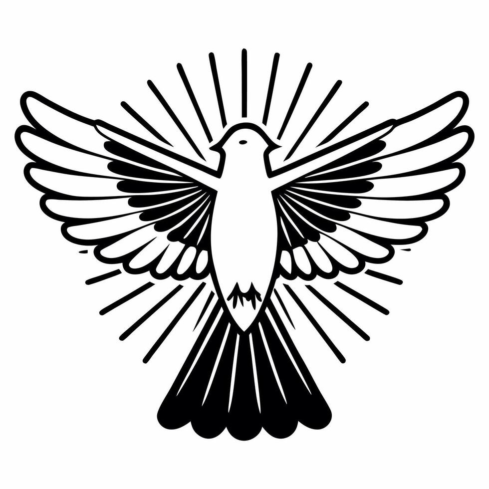 Flat Close up of a glowing dove in flight symbolizing peace freedom and justice Clean vector