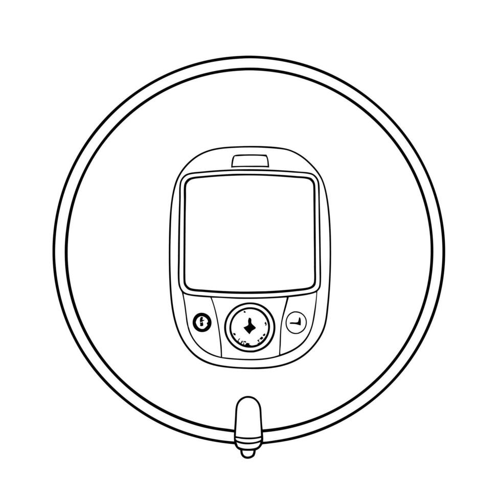 Flat Continuous glucose monitor CGM and blue circle with Advanced Diabetes Management text Clean Set 2 vector