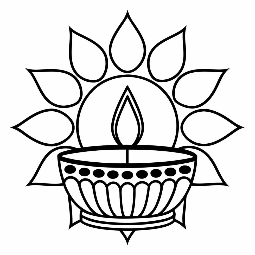 Flat Diwali lantern and diya with floating rangoli elements isolated on white background Clean Set 3 vector