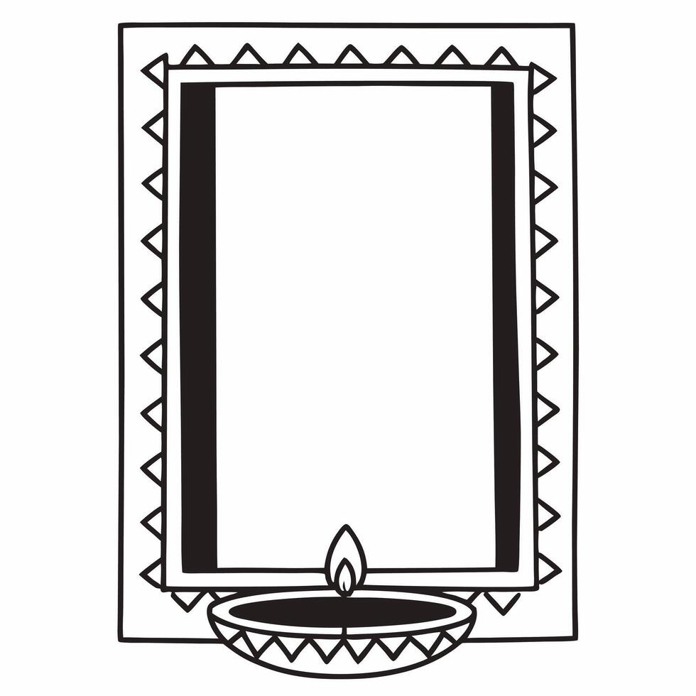 Flat Diya Lamp and Rangoli Border with Copy Space Clean Set 2 vector