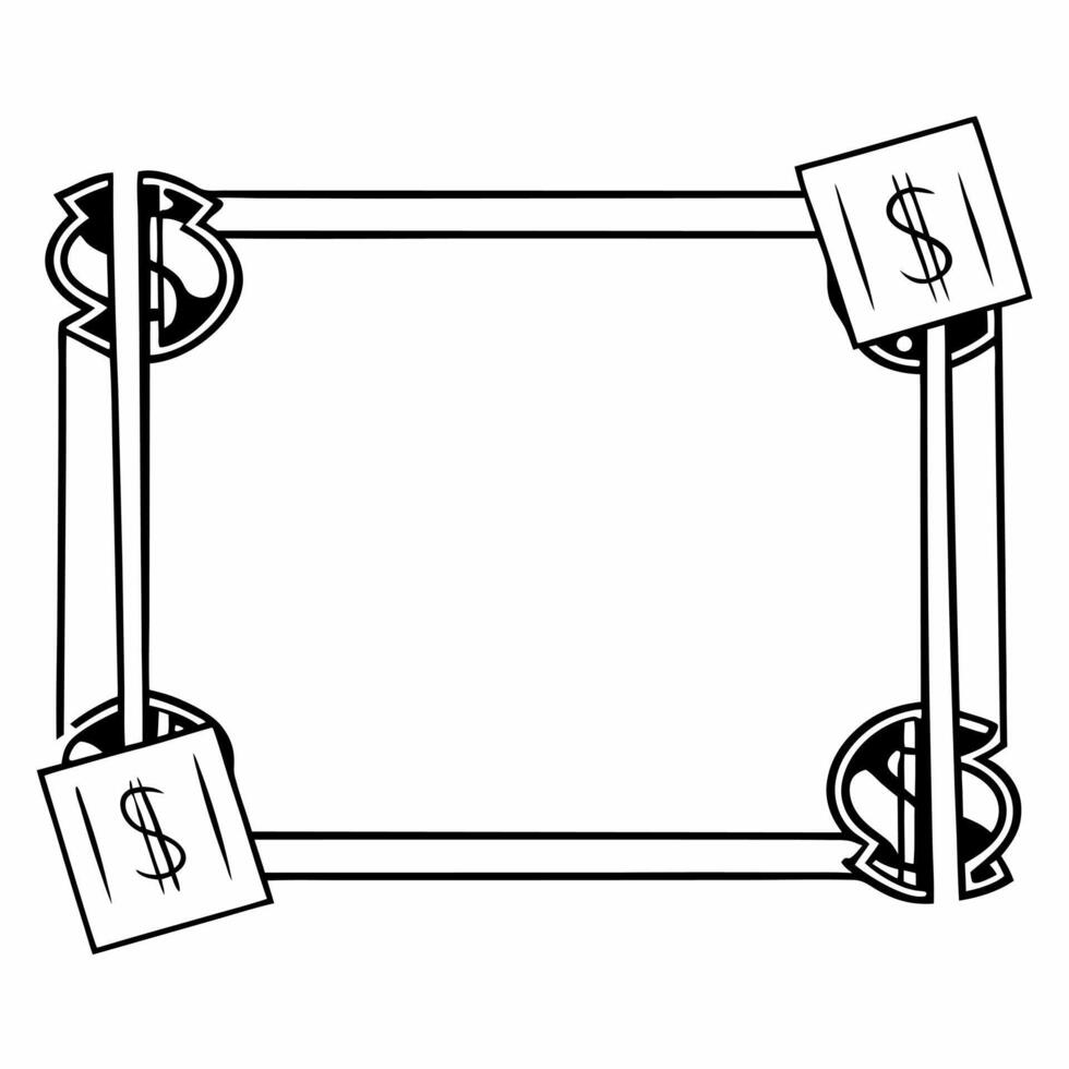 Flat Elegant Border Frame with Business Card and Dollar Sign Clean vector