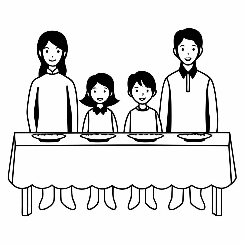 Flat Family New Year Dinner Clean vector
