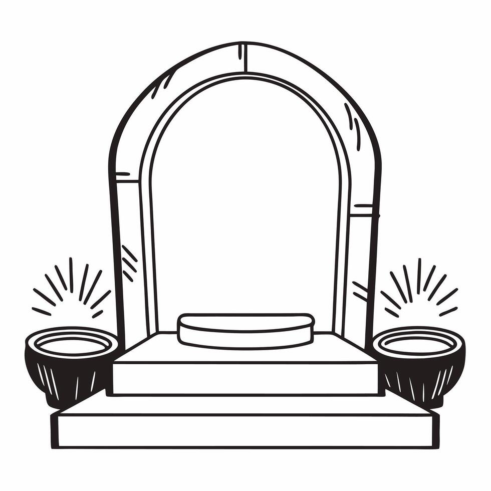 Flat Floating Diya and Coconut Podium with Copy Space Clean vector