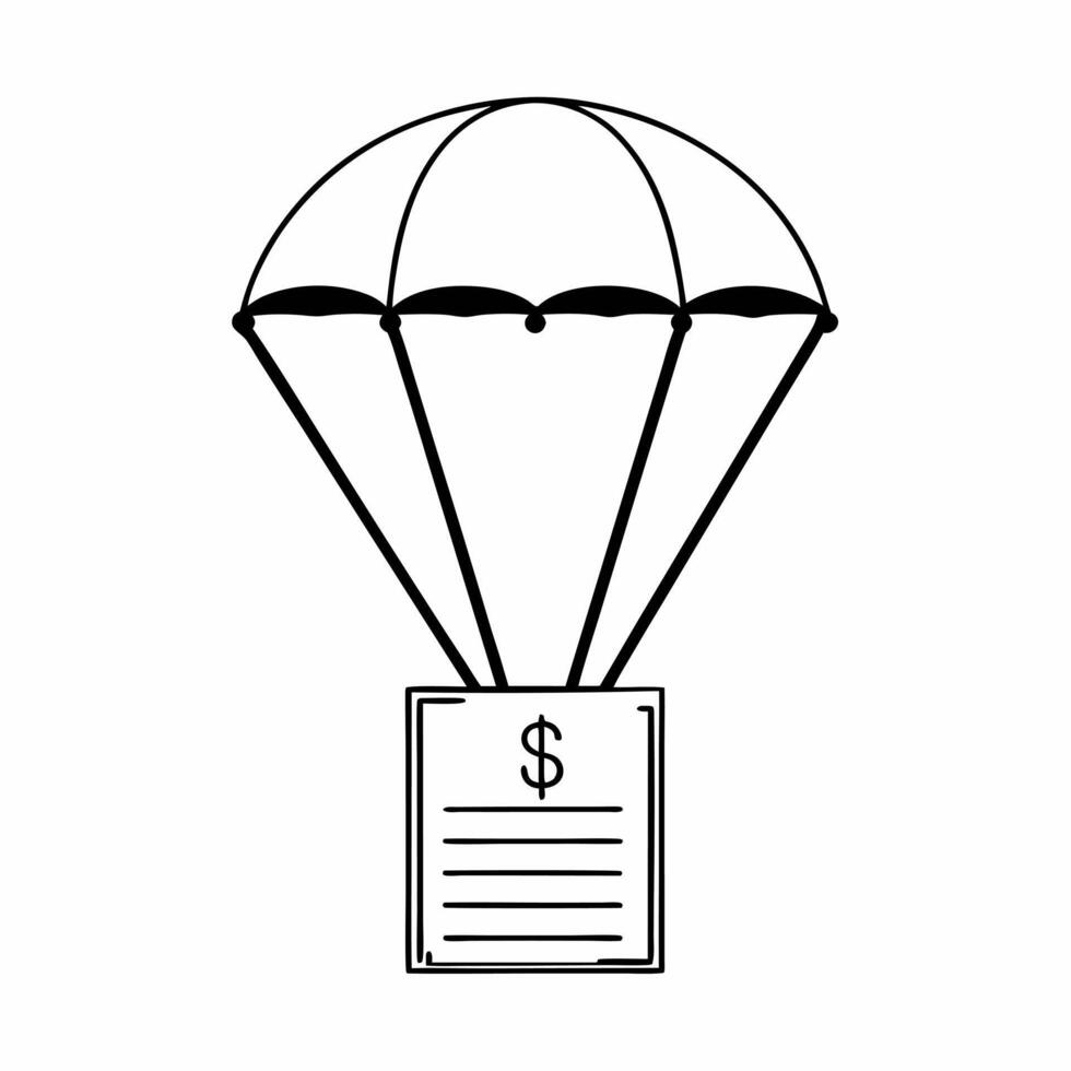 Flat Floating Financial Document and Dollar Sign Clean vector