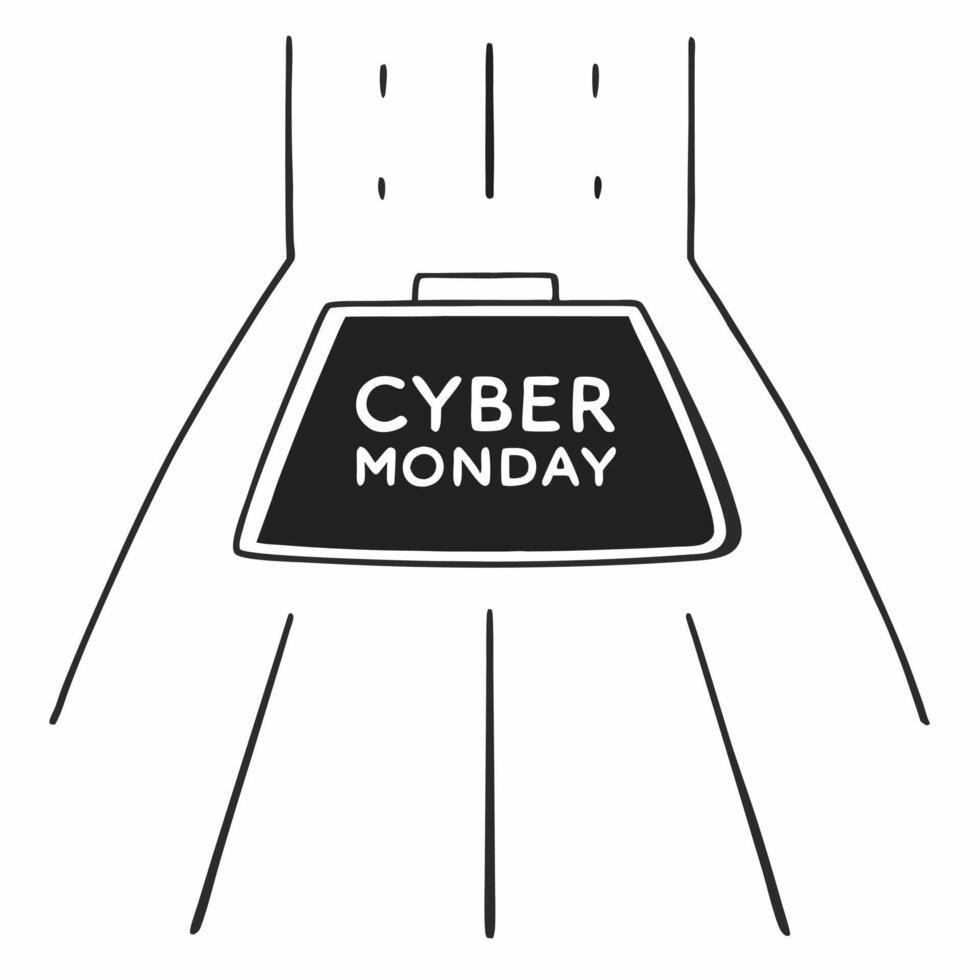 Flat Floating glowing price label with Cyber Monday text Clean vector