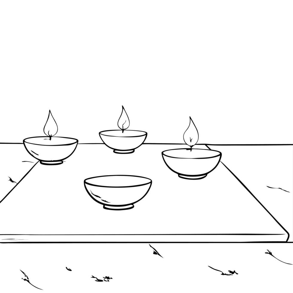 Flat Floating Labh Pancham diya and coin with white background Clean Set 4 vector