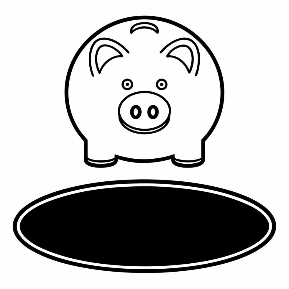 Flat Floating Piggy Bank with Coin Insertion Clean vector