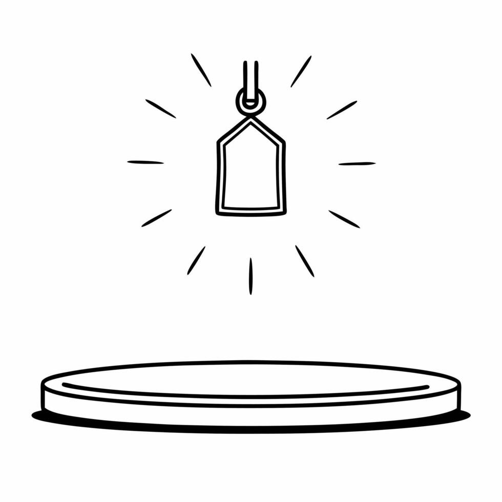 Flat Floating sale badge and glowing price tag podium with copy space Clean vector