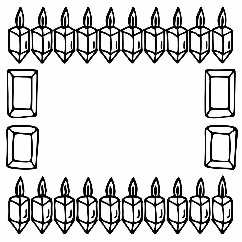 Flat Floating Star of David and menorah candles with glowing effect white background Clean Set 2 vector