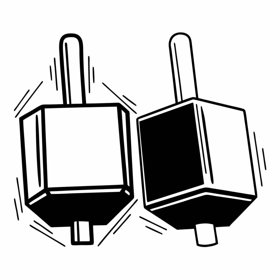 Flat Flying dreidel and gelt with motion blur effect white background Clean vector