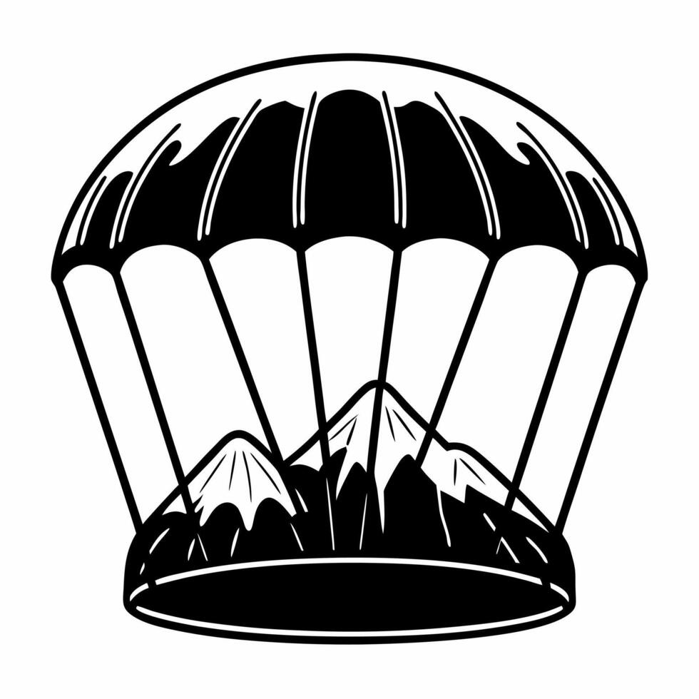 Flat Flying snow capped mountain icon isolated on white Clean vector