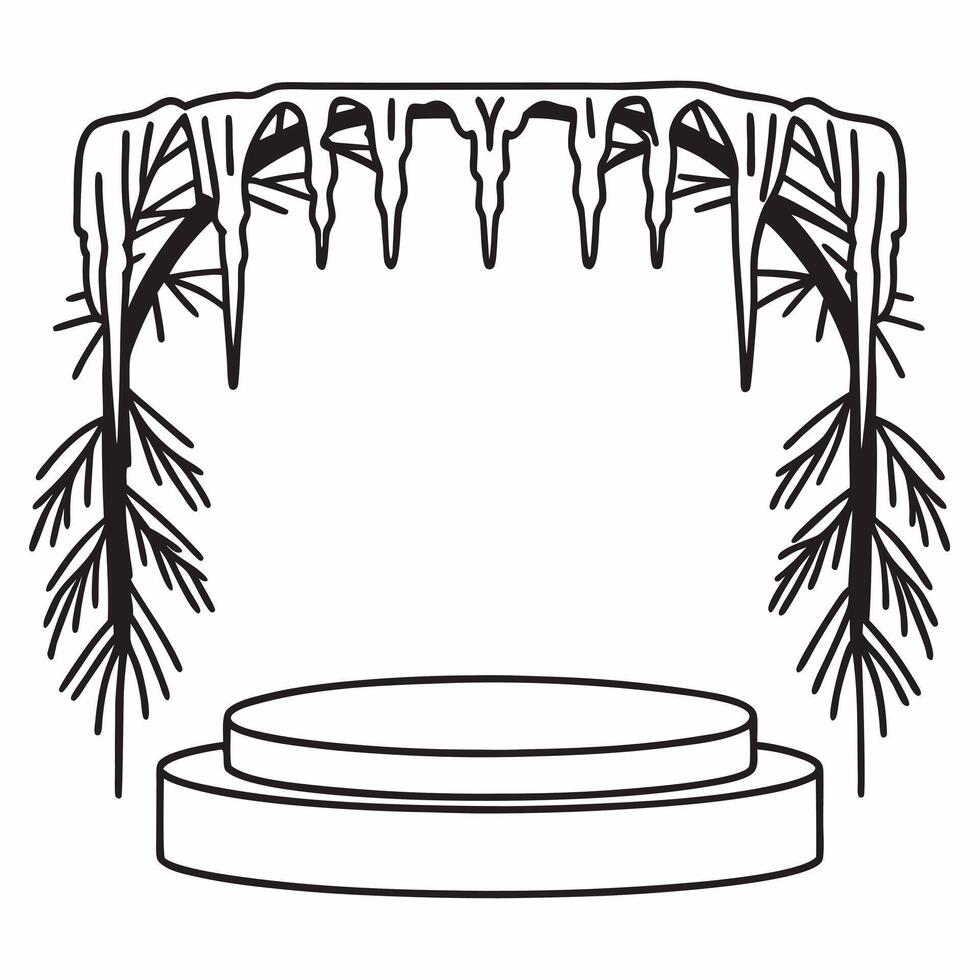 Flat Frost covered branches and icicles podium with copy space Clean vector
