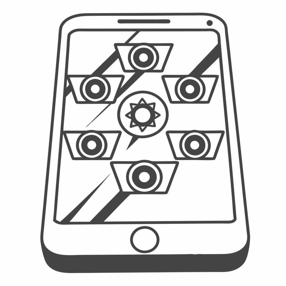 Flat Glossy background of smartphone with Cyber Monday sale notifications Clean vector