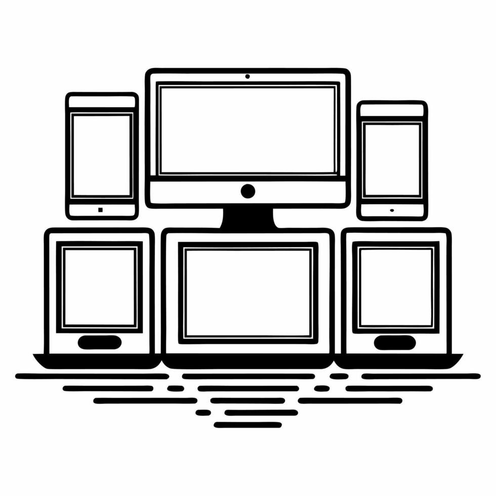 Flat Glossy Background with Digital Marketing Icons and Devices Clean vector